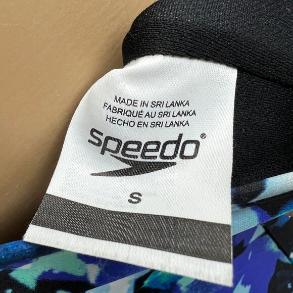 Speedo SMALL Blue Floral Halter Neck One Piece Swimsuit Swimwear Bathing Suit - Picture 6 of 9